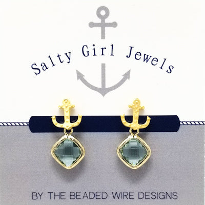 #SD49- Anchor Drop Studs- Erinite Gold