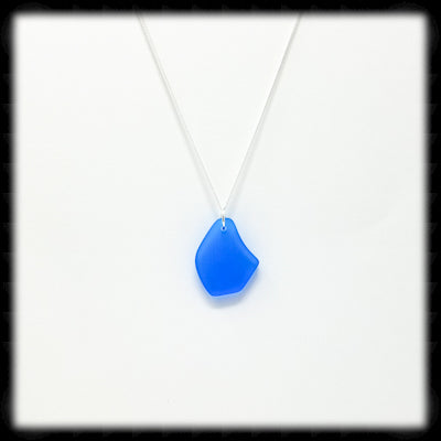 #SGL44N- Freeform Sea Glass Necklace- Capri Blue