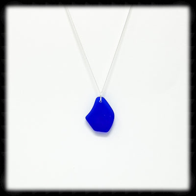 #SGL45N- Freeform Sea Glass Necklace- Sapphire Blue