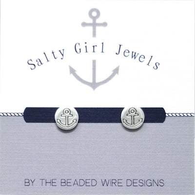#SG52- Anchor Stamped Stud- Silver