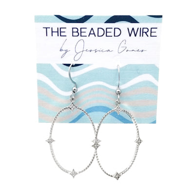 #M029- Cz Oval Earring- Silver